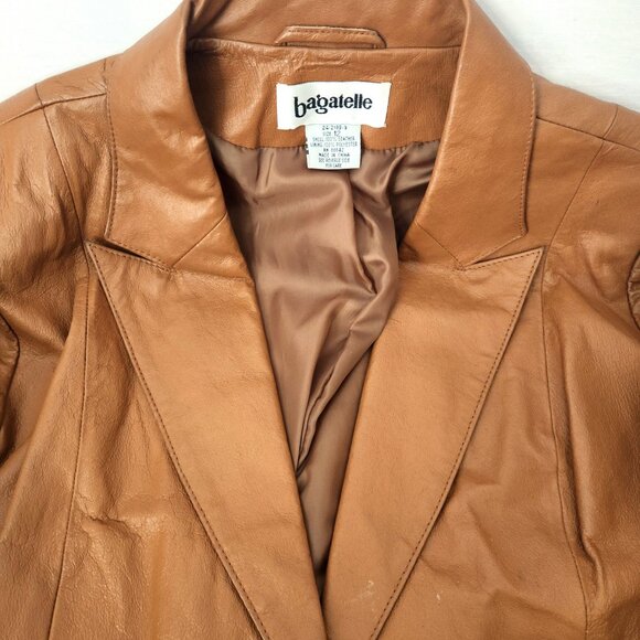 Vintage Bagatelle Leather Carmel Tan Jacket Ladies Size 12 - Picture 8 of 10